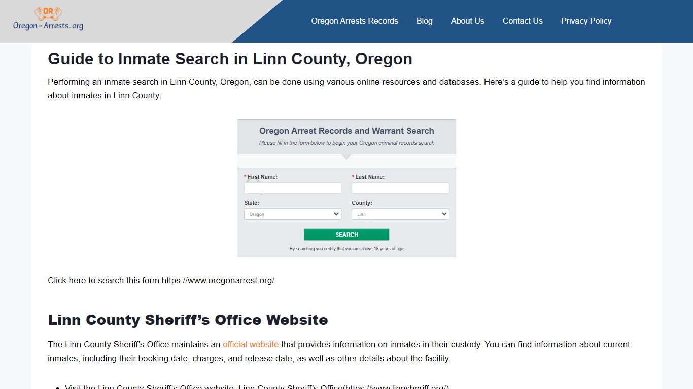 Guide to Inmate Search in Linn County, Oregon